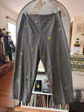 Vintage 90s Gingham Floral Embroidered Trousers | K.A.T.E. for Concept Clothing